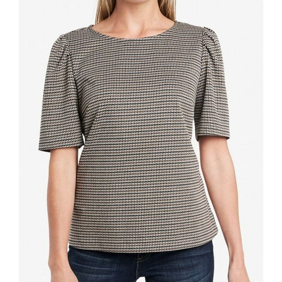 Vince Camuto Womens Puff Sleeve Heritage Check Top - Picture 1 of 2